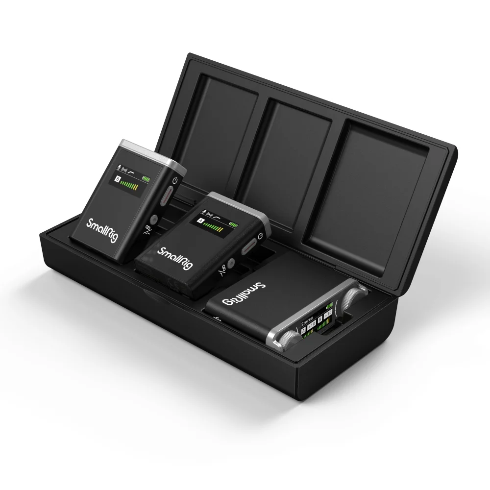 Microfono wireless SmallRig microfono Lavalier set completo di microfoni con cancellazione del rumore da uno a due 8 ore di lavoro per la fotocamera