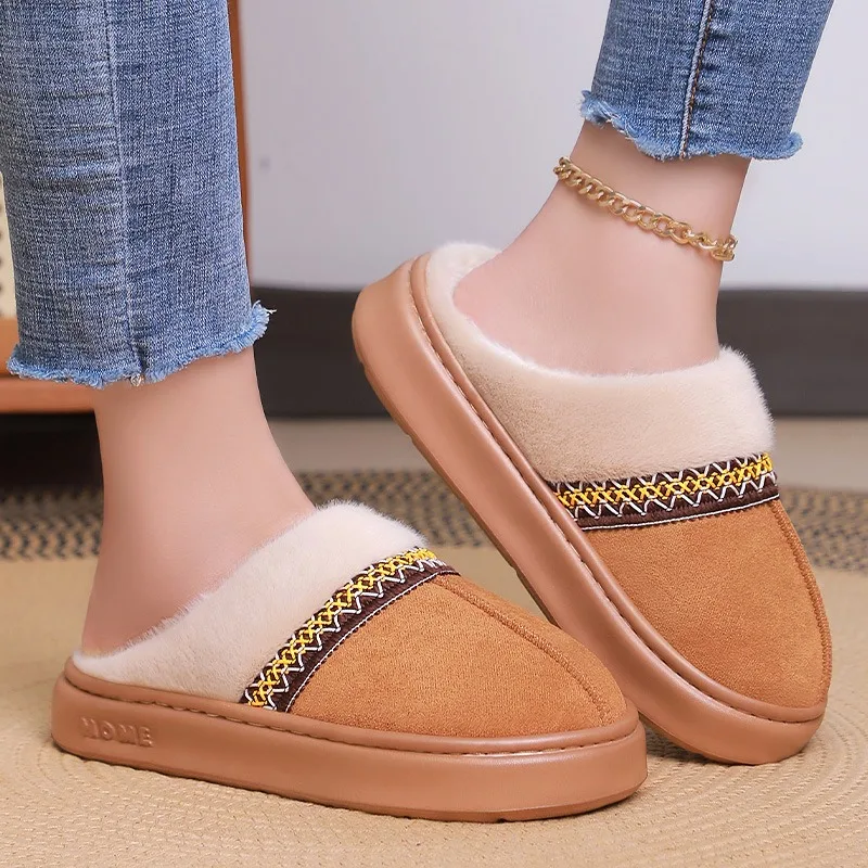 

Women's Cotton Shoes with Winter Velvet and Thick Cotton Boots New Oversized Versatile Women's Short One Foot Cotton Slippers