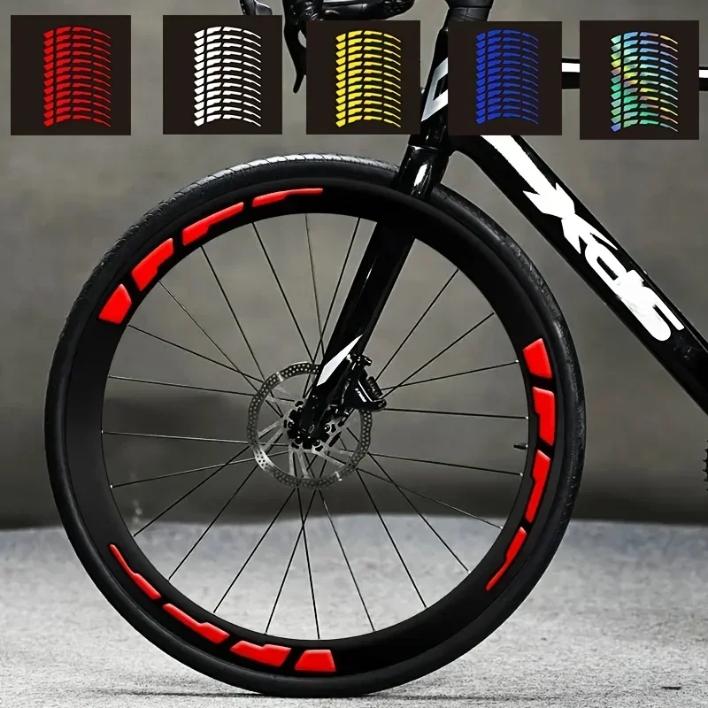 12PCS Bicycle Wheel Spoke Stickers Vibrant Red Black Stripe PVC Waterproof Decals Easy Paste Bike Wheel Decor