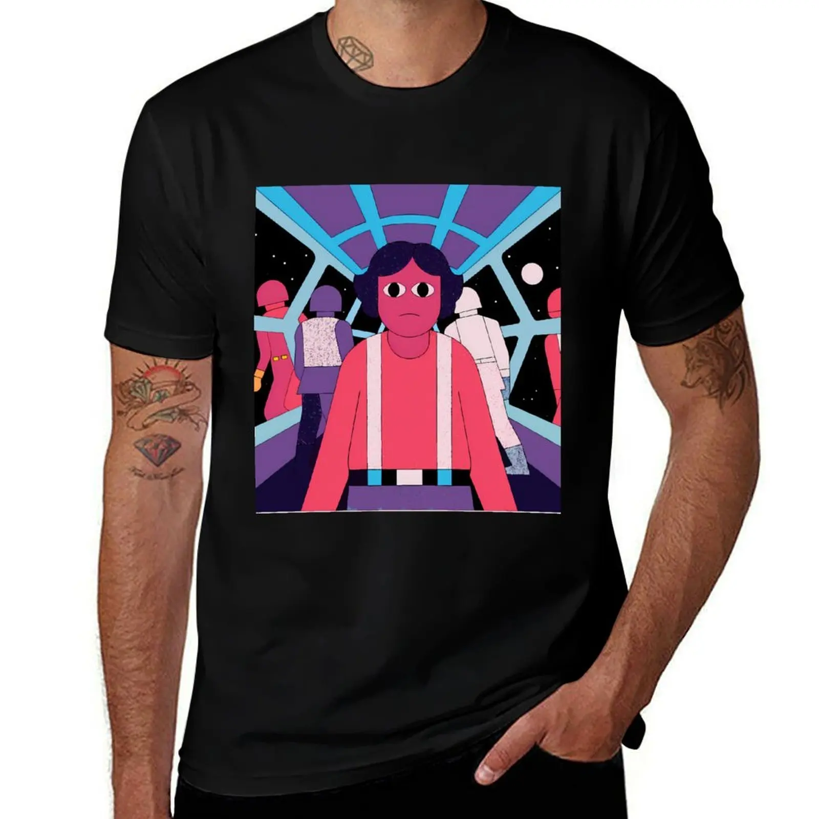 

Stylized Spacecraft Interior with Central Figure T-Shirt cheap stuff blacks hippie clothes funny costumes shirts men