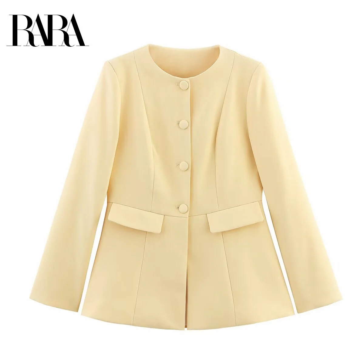 

RARA2025 women's summer new casual fashion simple commuting versatile button-down round neck slim jacket
