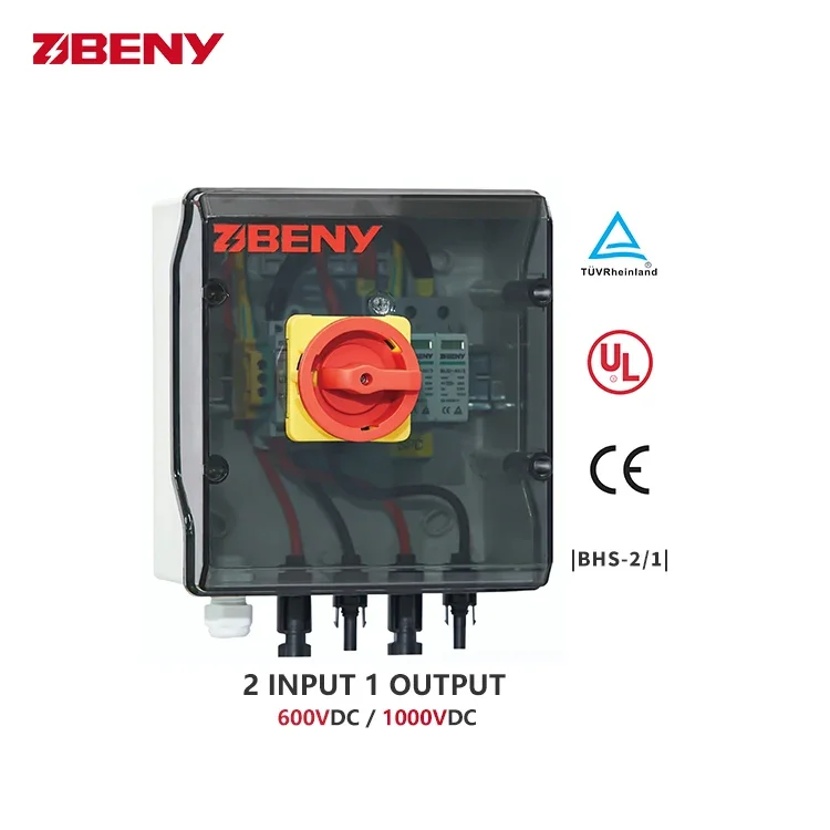 BENY 2 input 1 output 600VDC / 1000V DC string box for solar PV system