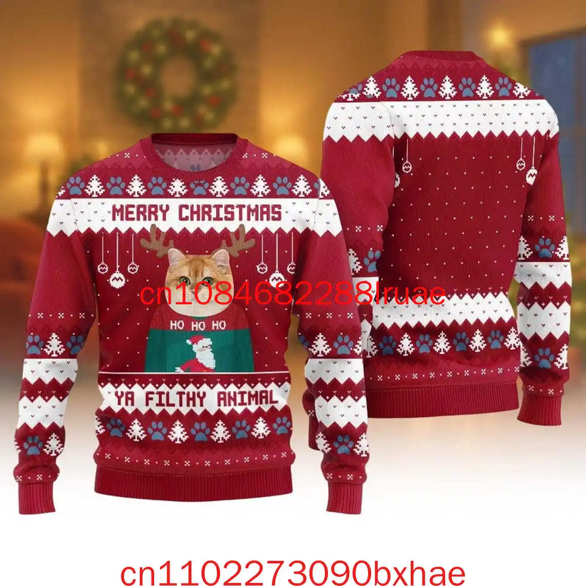 

Милый кот, уродливый рождественский свитер, забавный питомец, уродливый рождественский свитер с милым котом, праздничный свитер, подарок для любителей кошек