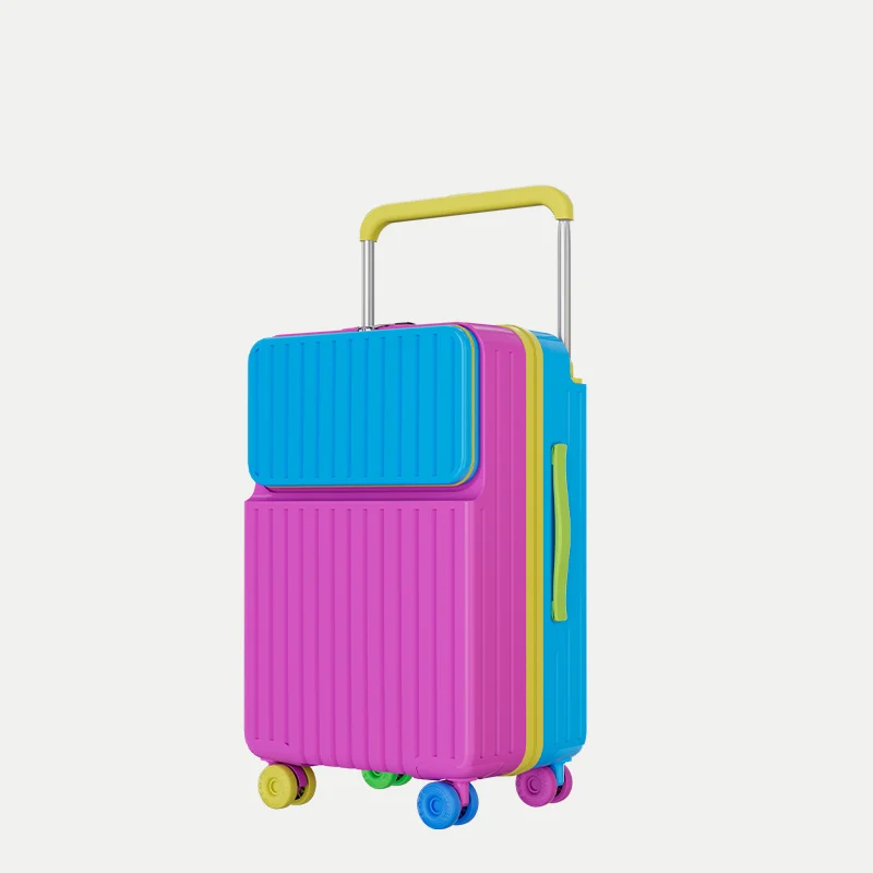 Durable Travel Suitcase Women's 20 Inch Carry-On Bag with Wide Pull Rod Hard Lightweight Rock Fashion Rolling Luggage image 3