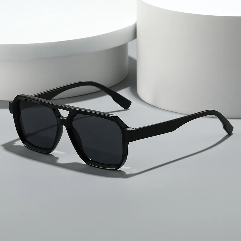 Vintage double-beam aviator sunglasses Simple rectangular fashion retro sunglasses Suitable for casual wear Travel Beach Shoppin