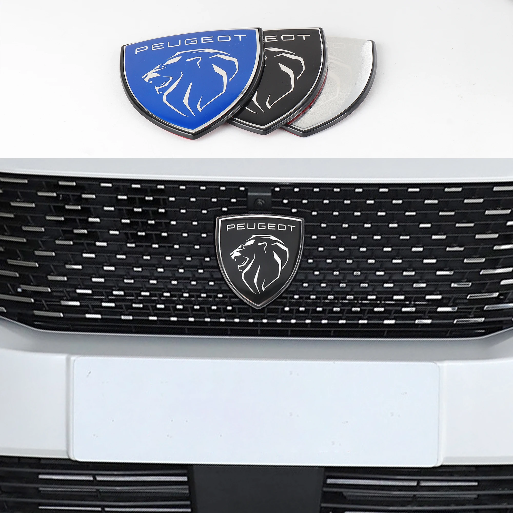 Für Peugeot 301 307 308 406 508 2008 3008 5008 108 RCZ 607 107 306 Auto-Fronthaube Emblem Kofferraum-Abzeichen Frontgrill Logo Aufkleber