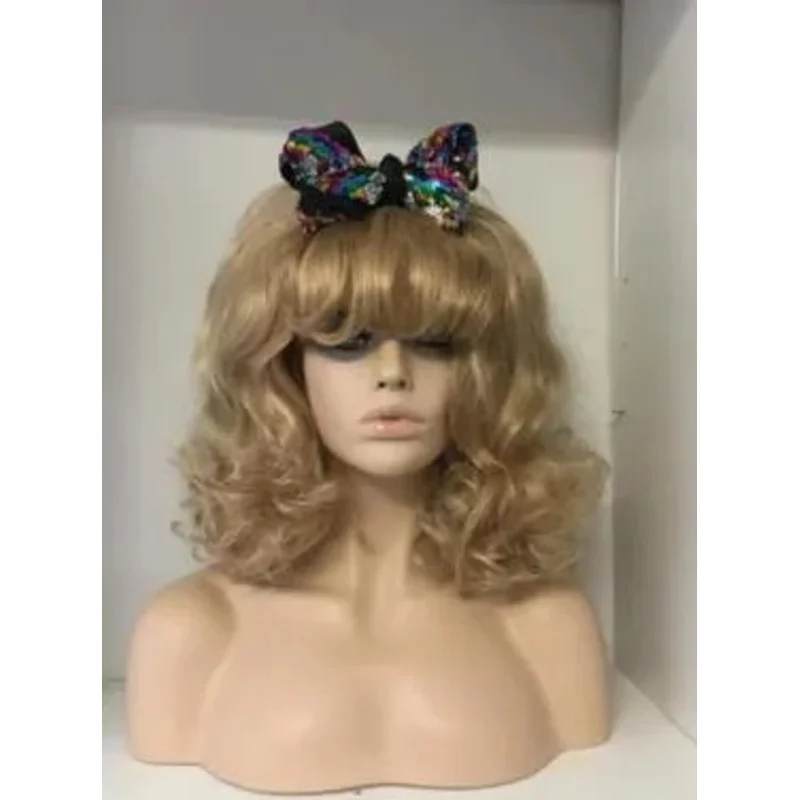 PERRUQUES DE SIN CITY! BONDE Doré Douces BOUCLES ONDULÉES DENTELLE BANGS SMOOTH LONG VOLUME CUTE