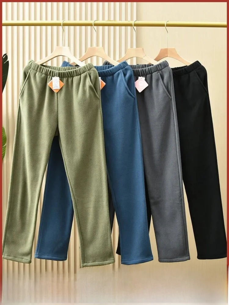 

Двусторонние мужские повседневные спортивные спортивные спортивные штаны Fce с эластичной резинкой на талии, прямые штаны, теплые зимние брюки из полиэфирного волокна...