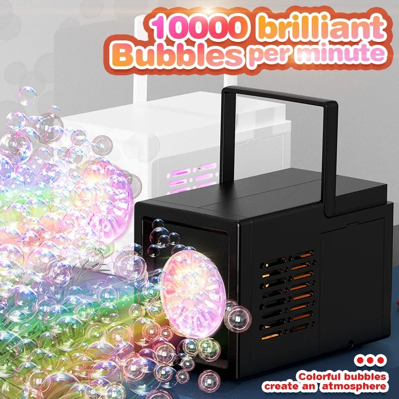 Máquina de burbujas eléctrica portátil para exteriores, pistola de burbujas eléctrica de 10 agujeros, juguete sin batería, sin burbujas de agua, superventas