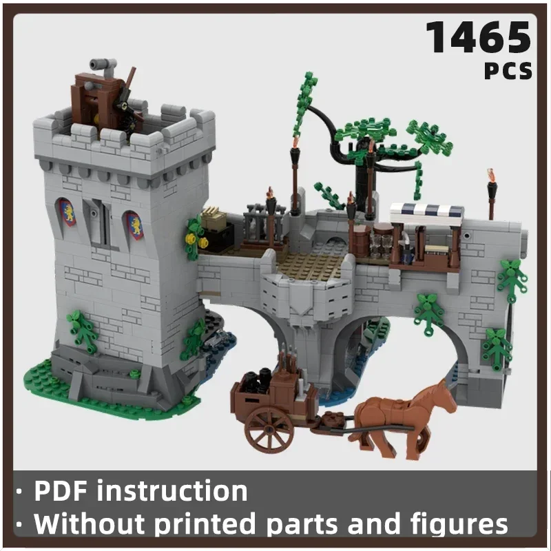 

Средневековый замок, мост, сторожевая башня, кирпичи, отряд, блоки для замка, средневековые военные модульные блоки MOC, мост, рыцарь, военный MOC