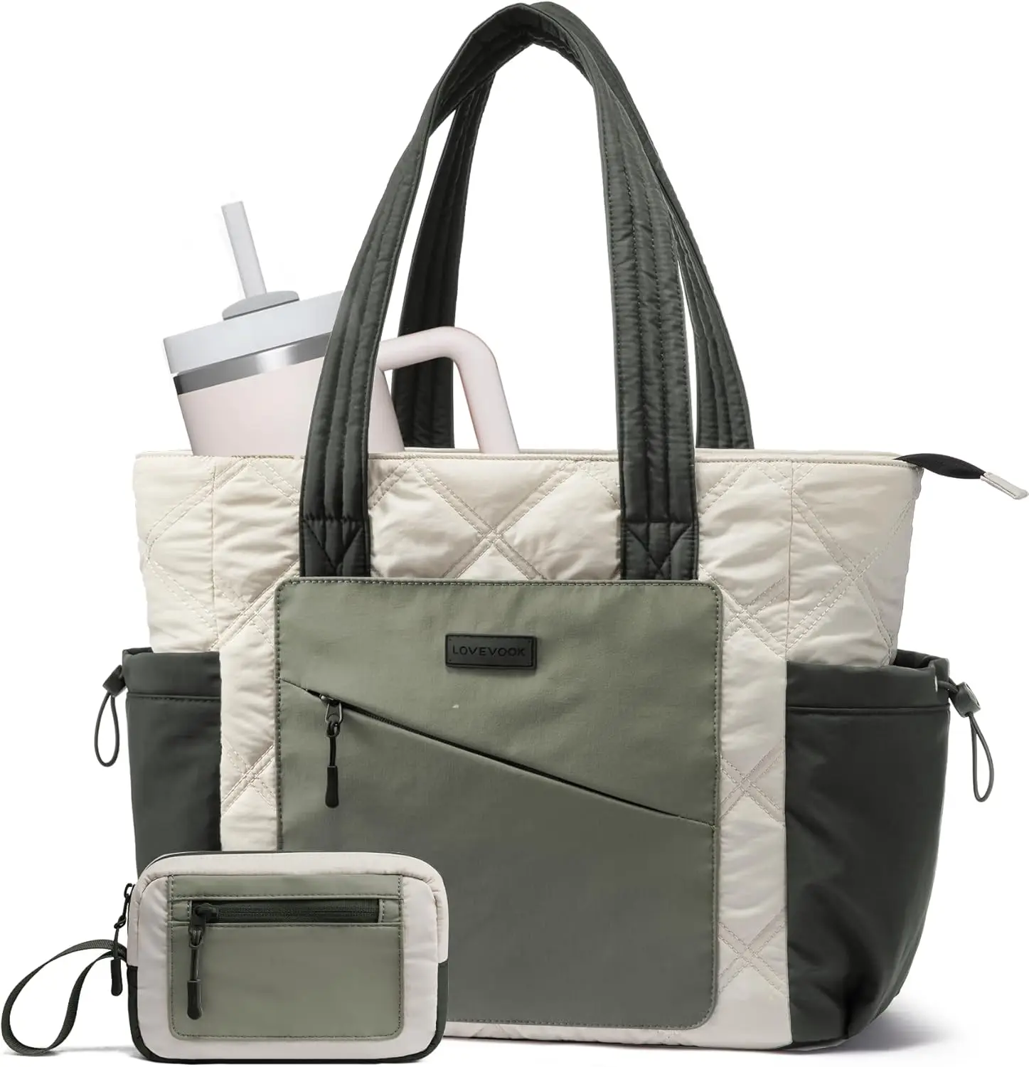 

Легкая стеганая сумка-тоут для женщин, дизайн в стиле пуховика с множеством отделений, идеально подходит для работы, путешествий, медсестер