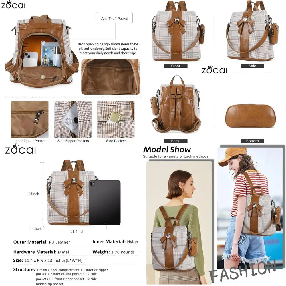 

Рюкзак ZOCAI для мужчин и женщин, модный рюкзак из искусственной кожи, повседневный рюкзак, антикражная сумка через плечо, портфель