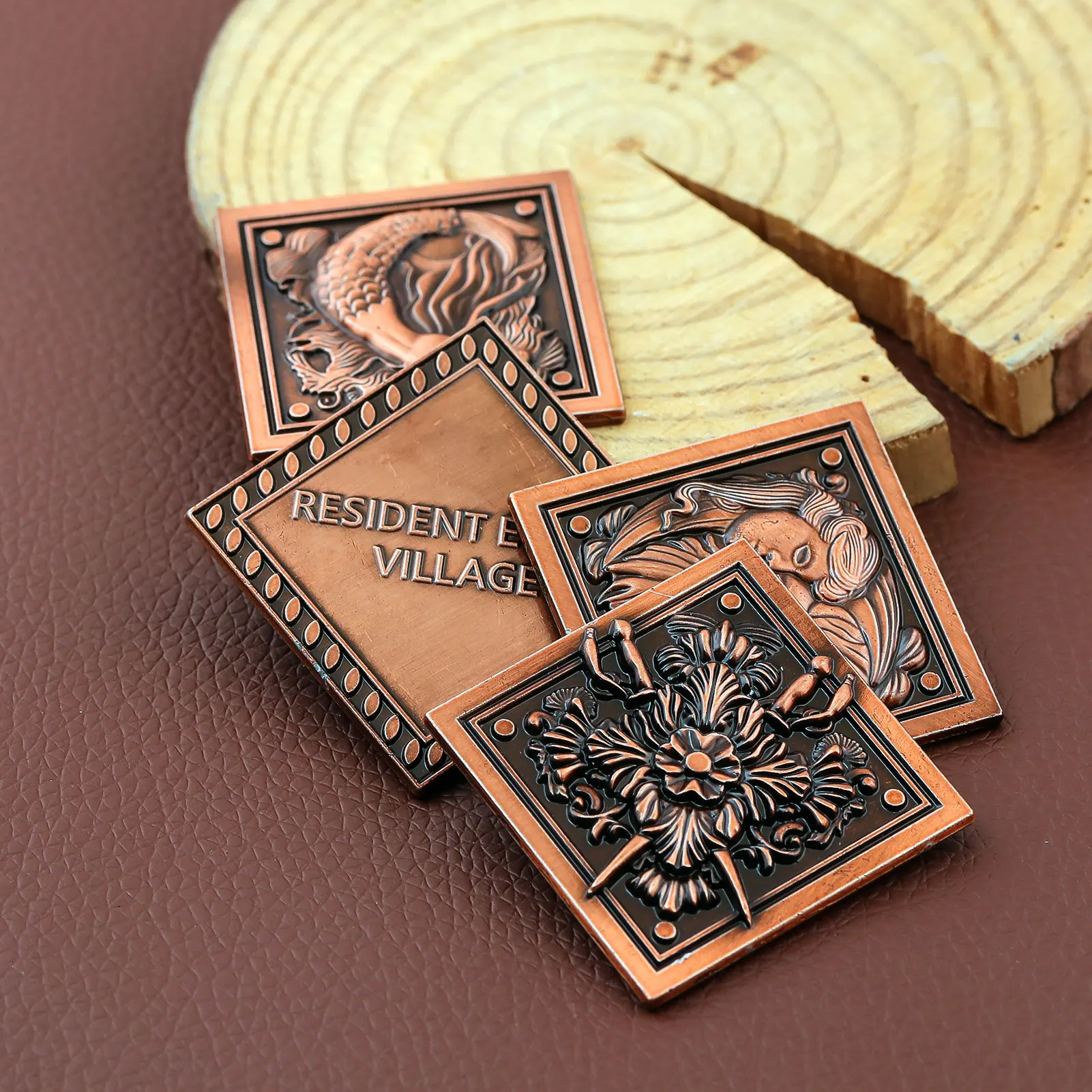 لعبة الشر المقيم المحيطي 8 عملة حورية البحر يونيكورن الشمس والقمر مجموعة النحاس الأحمر القديمة عملة تذكارية عتيقة