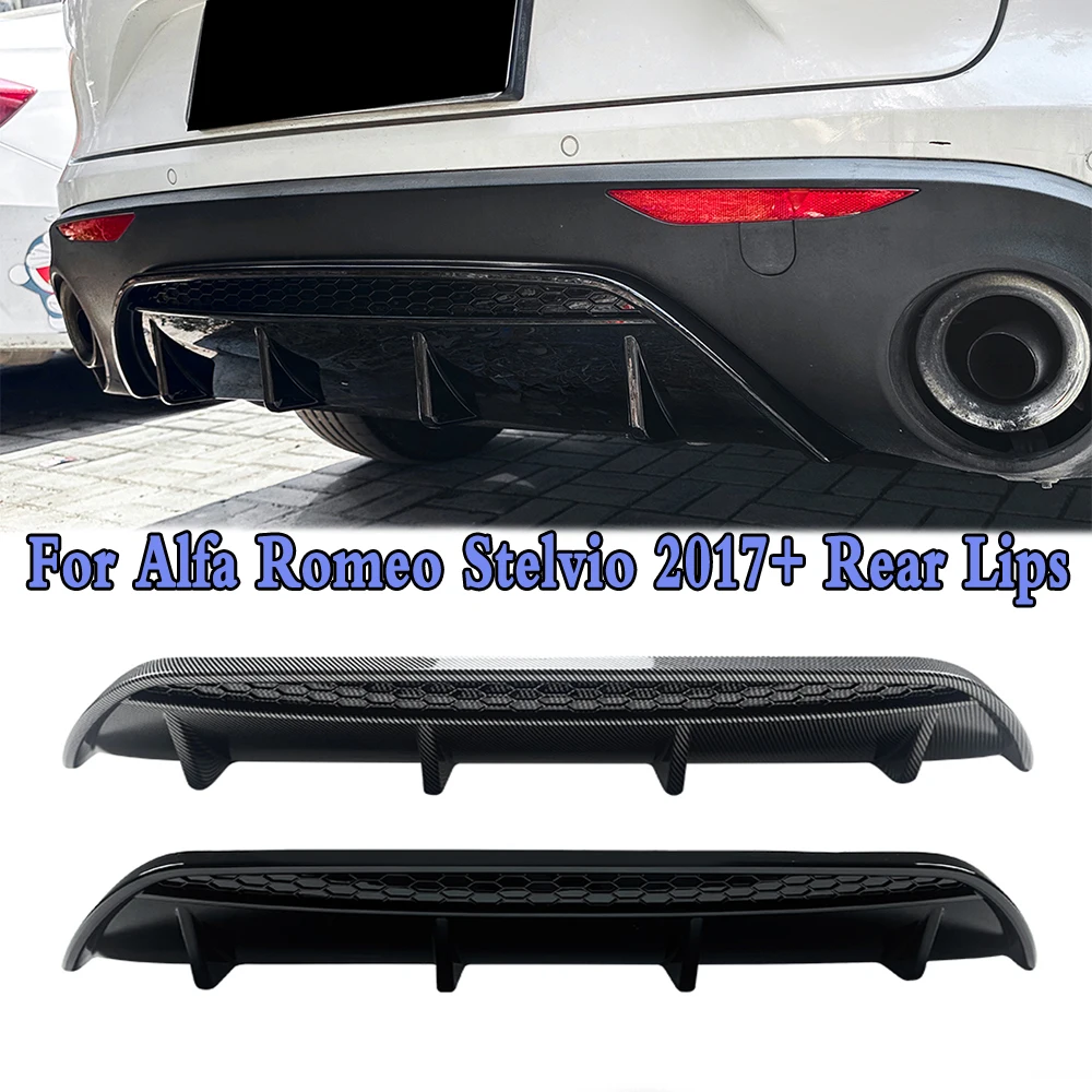 Car Rear Bumper Lip Diffuser Spoiler Splitter Protector Auto Accessories Gloss Carbon For Alfa Romeo Stelvio 2017+ Rear Lips