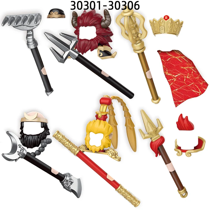 The Journey West Sun Wukong Pigsy Sandy Tang Monk Red Boy Bull Demon King Model Blocks MOC Bricks Set Gifts Toys 30301-30306