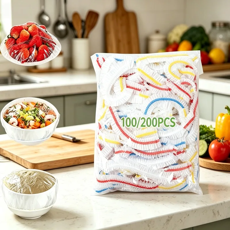 Color Disposable Food Lid Elastic Cling Film Food Cover Cling Film Shower Capfruit Food Cover Household Kitchen Dish Cover