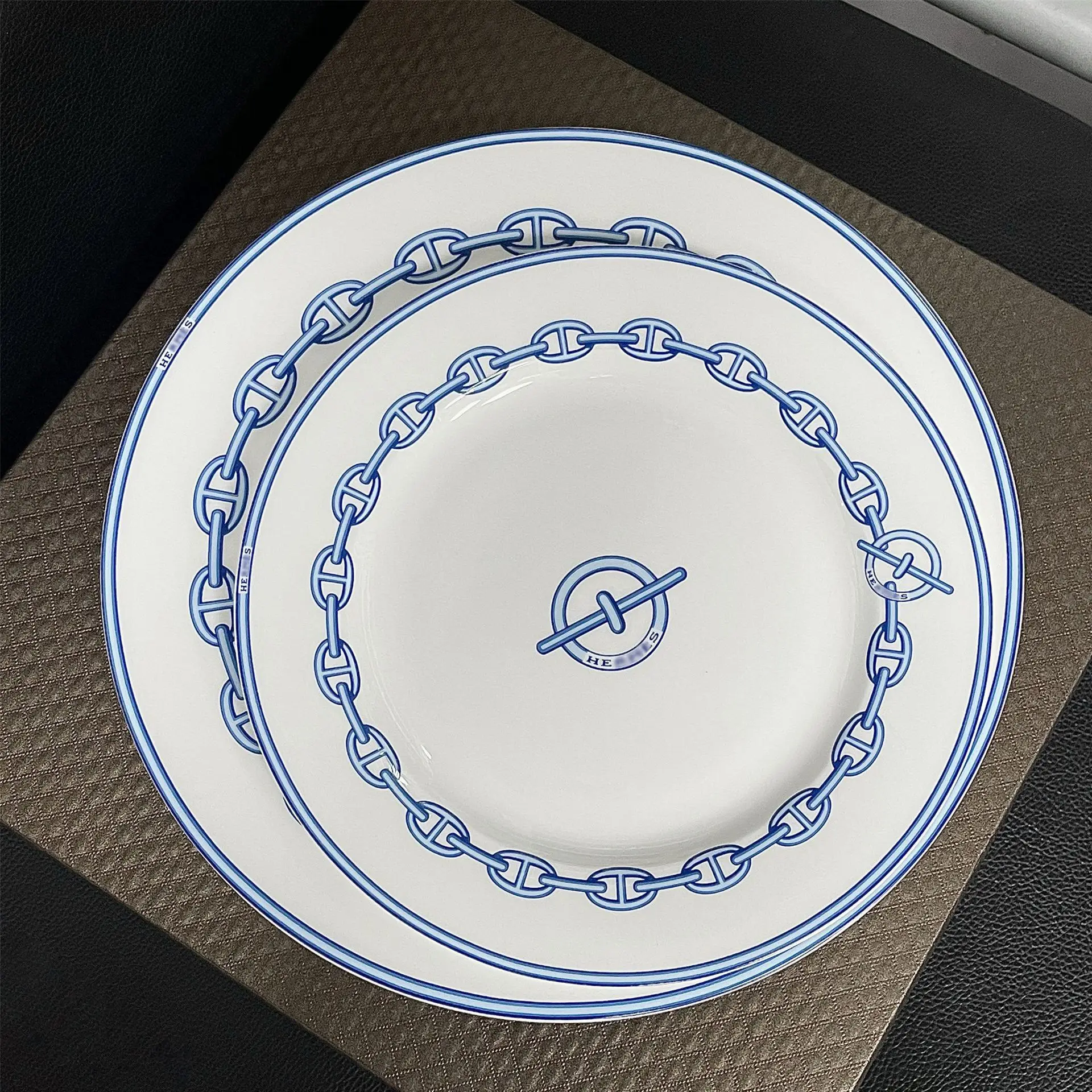 

Bone china double cup plate four piece gift box set for home use, high-end Western dining plate for home use