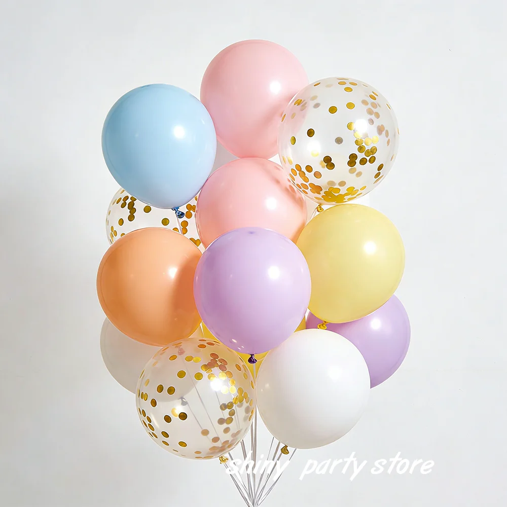 

30pcs 10inch Macaron Candy Colored Balloons Gold Glitter Balloon Set Baby Shower Birthday Grandpa Grandma Birthday Decoration