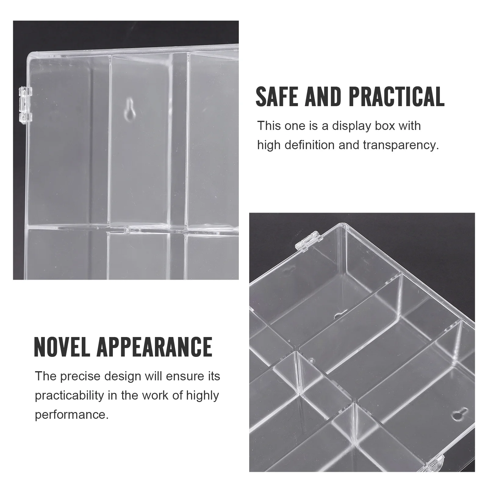 

2pcs Desktop Display Box Storage Organizer Transparent Box For Case Handicraft Storage Durable Sturdy Material