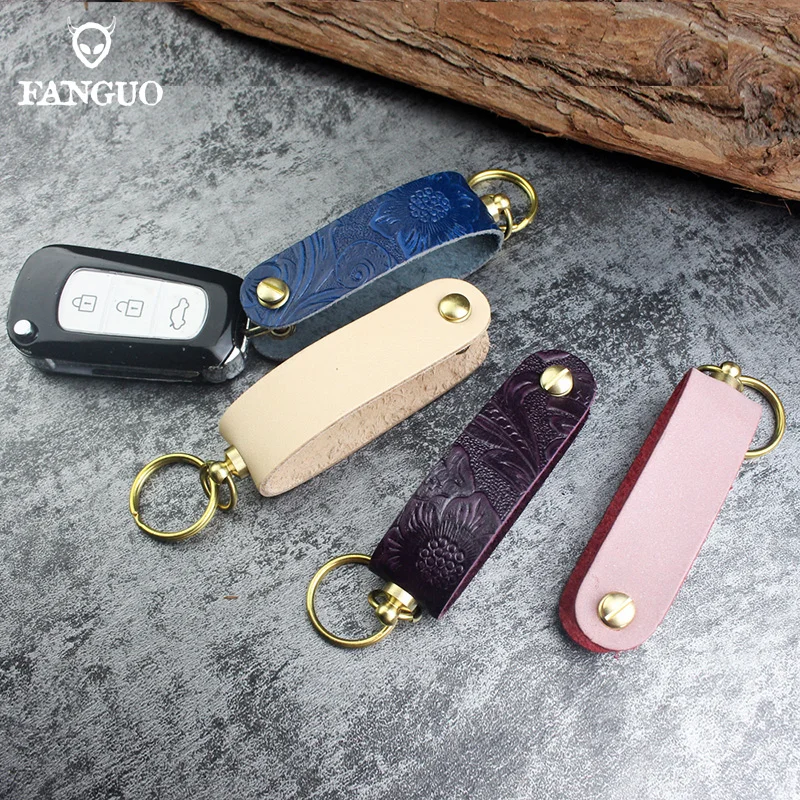 Genuine Leather Car Key Pouch Bag DIY Handmade Collector Housekeeper Keys Pocket Organizer Smart Keychain Key Holder
