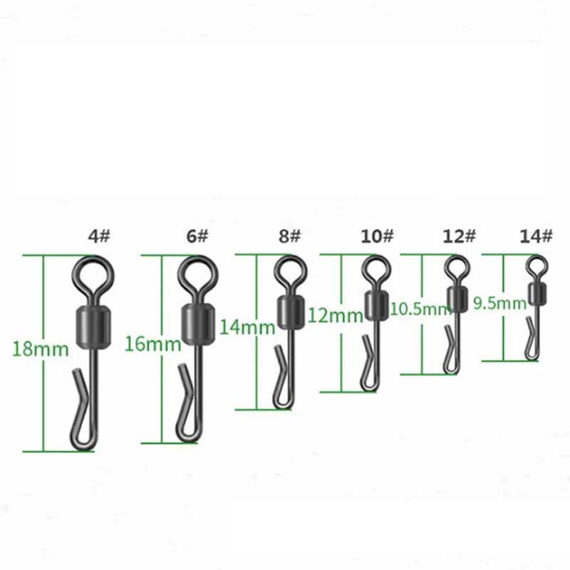 50pcs Bearing Swivel Fishing Connector Q Shaped Quick Change Swivels For Carp Fishing Terminal Tackle Accessories image 2