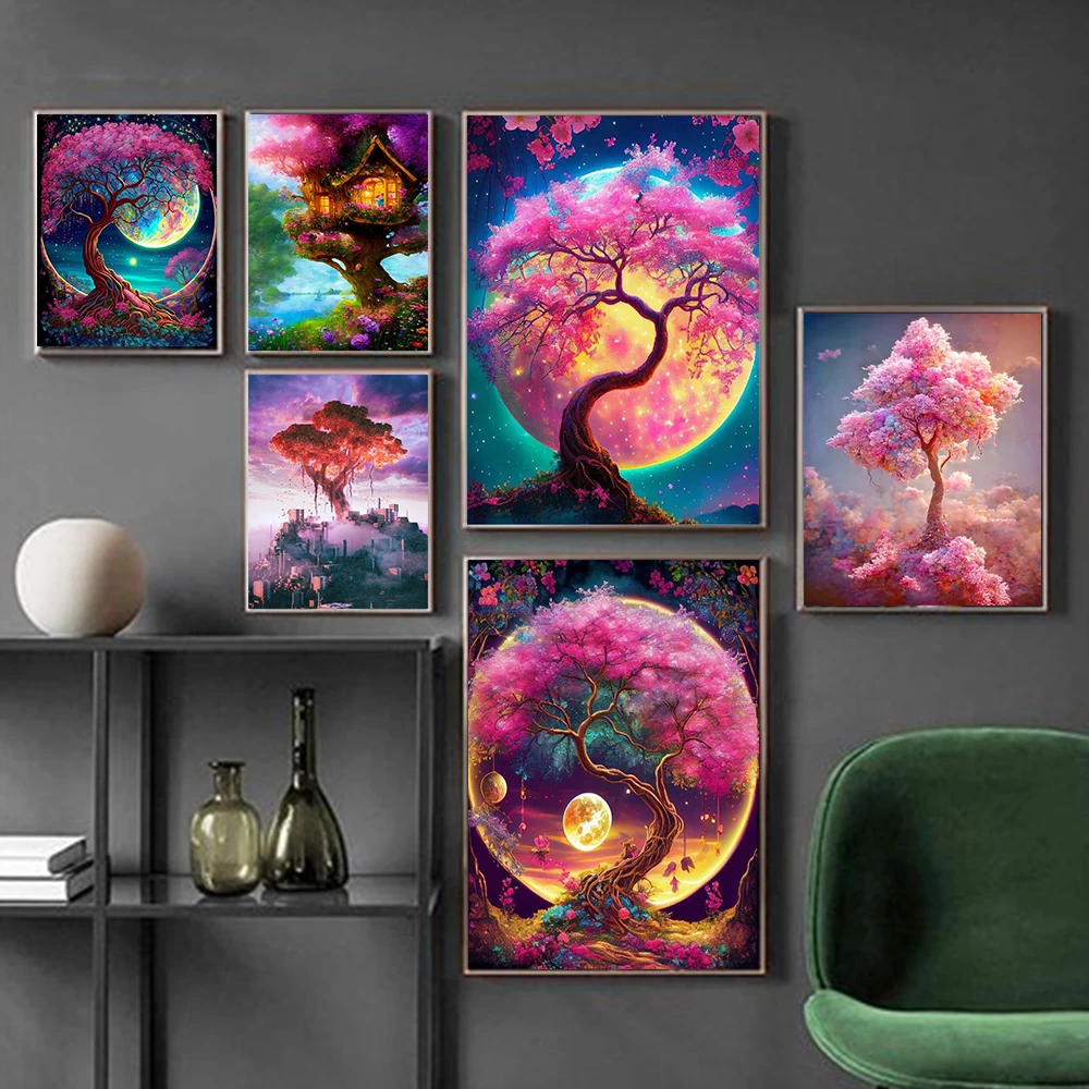 Fantastic Magic Tree Of Life Poster Prints For Living Room Home Decor Anime World Landscape Canvas Painting Wall Art Aesthetic