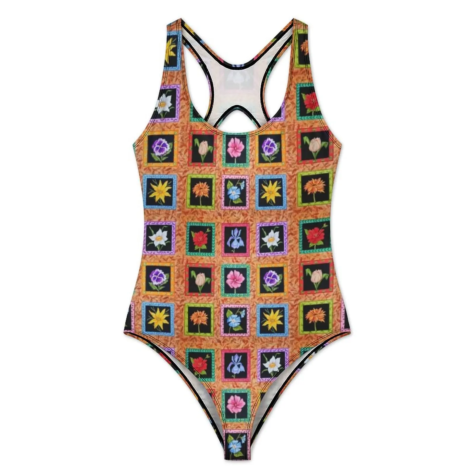 Bohemian Flowers Swimsuit Sexy Patchwork Print Female Swimwear One Piece Swimsuits Holiday Push Up Hollow Out Bathing Suits