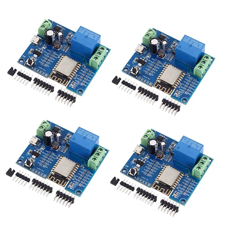 

4X WIFI Relay Controller Module, DC 5V 8V-80V ESP8266 Wireless Controller Module ESP-12F For IOT Smart Home APP