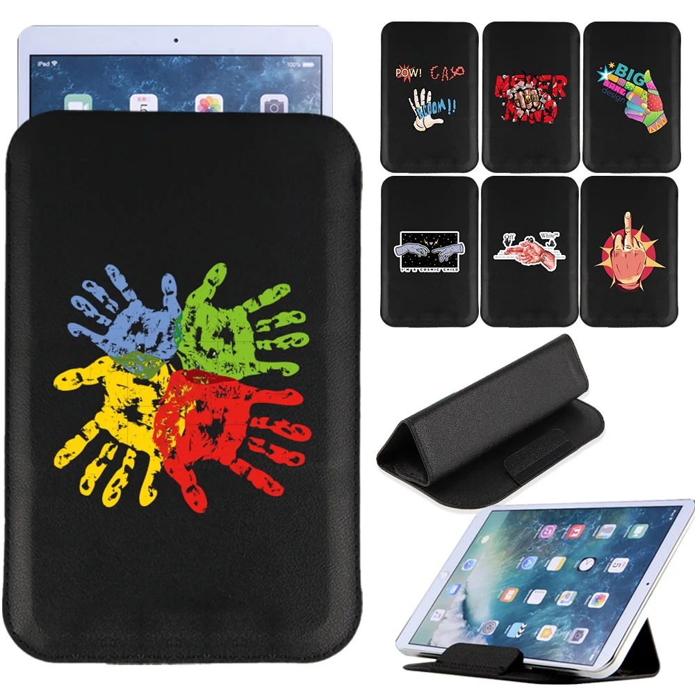 

Tablet Bag Universal Stand Cover Case 7 8 10 Inch Magnet Pack Sleeve Hands & Gestures Series Pouch PU Leather Tablets Holder