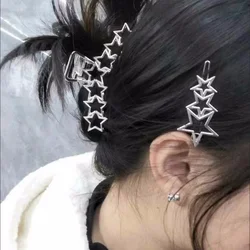 Harajuku Hollow Star Pentagram Love Heart Hair Claw Sweet Cool Charm Hair Clip Pins for Women Aesthetics Y2k Hair Accessories