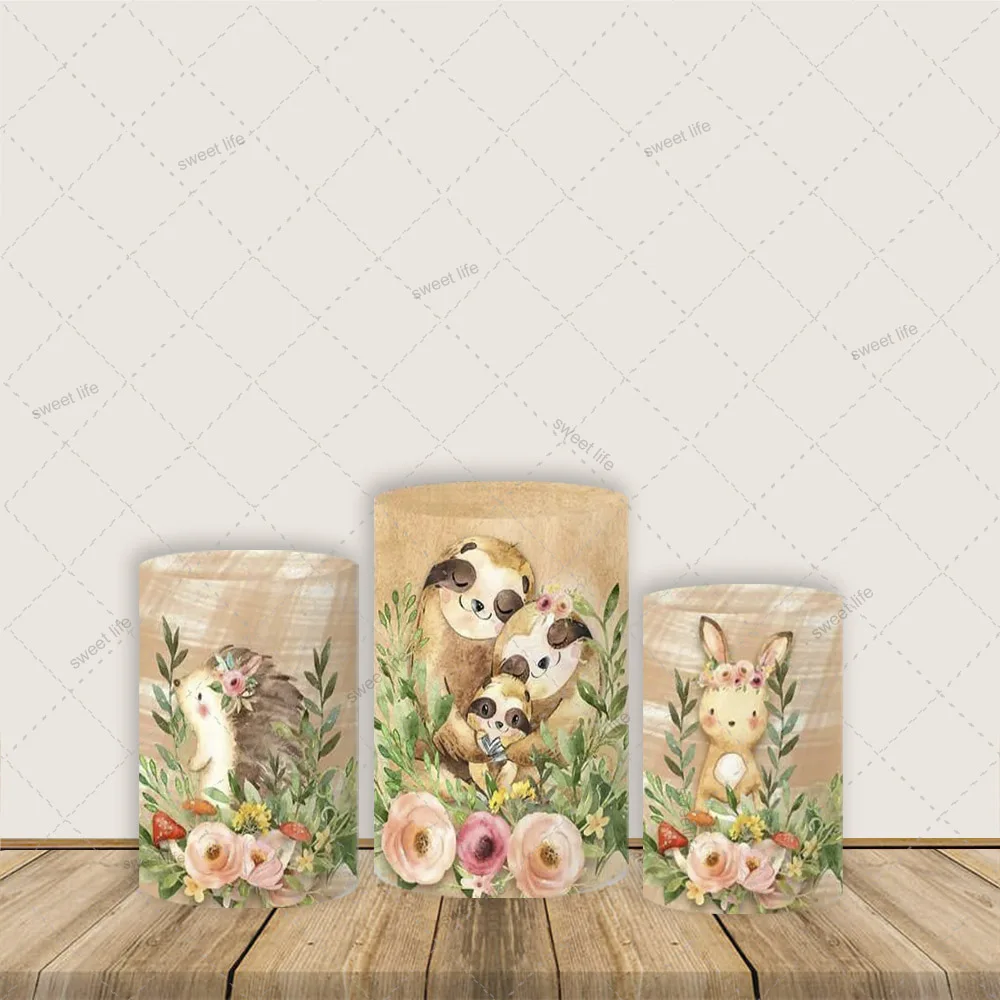 

Крышка цилиндра с мультяшными животными, джунгли, дикий день рождения, детский душ, вечерние украшения, пьедестал, скатерть