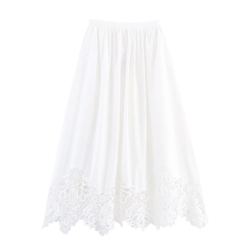 

Taop&Za women's summer new product lace lace A-line hem embroidery decoration elegant and comfortable half length long skirt