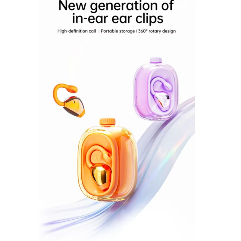 

JM47 In-Ear Clip-on Sports Earphones, 360-degree Rotating Semi-Transparent Charging Case, Wireless Earphones with 8mm Speakers