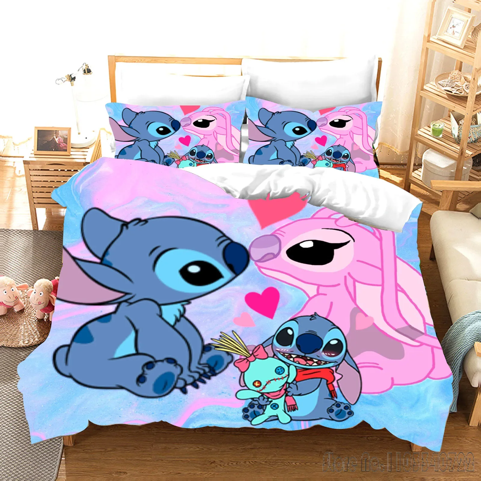 Disney Lilo Stitch Angle Duvet Cover Set HD Comforter Cover for Kids Bedding Sets Bedclothes Bedroom Decor