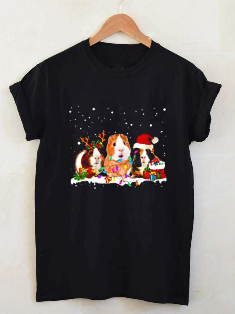 Funny Guinea Pig Reindeer Santa Christmas Gift Mens T Shirt. 100% Cotton Short Sleeve O-Neck Casual T-shirts New Size S-3XL