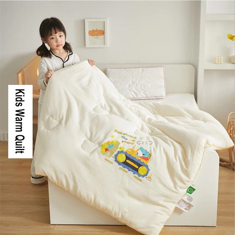 Natural Cotton Soybean Fiber Kids Sleeping Quilt Blanket Spring Winter Warm Children Sleeping Bedding Comforter Quilt 120x150cm