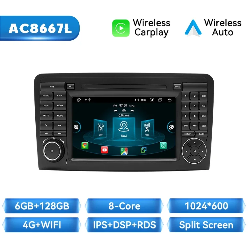 Xonrich Auto Radio Voor Mercedes Benz M-Klasse W164 Gl-Klasse X164 Ml Gl Draadloze Carplay Android Auto Navigatie No 2 Din Dvd