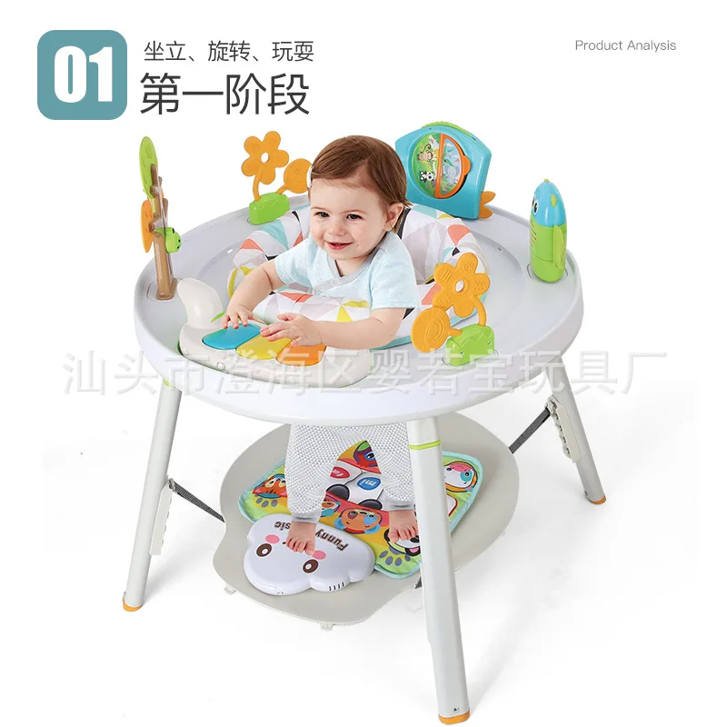 New Children\'s Dining Chair 3 in 1 Baby Bouncing Chair Fitness Frame Baby Multi-function Baby Table Jumping Chair Baby Walker