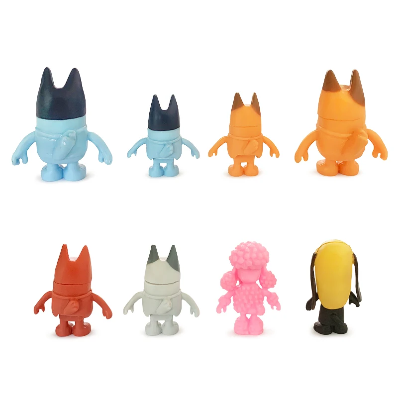 8 Stuks Bluey En Bingo Anime Figuur Speelgoed Leuke Pvc Beweegbare Gewrichten Action Figure Model Poppen Kinderen Verjaardagstaart Decoratie Speelgoed geschenken