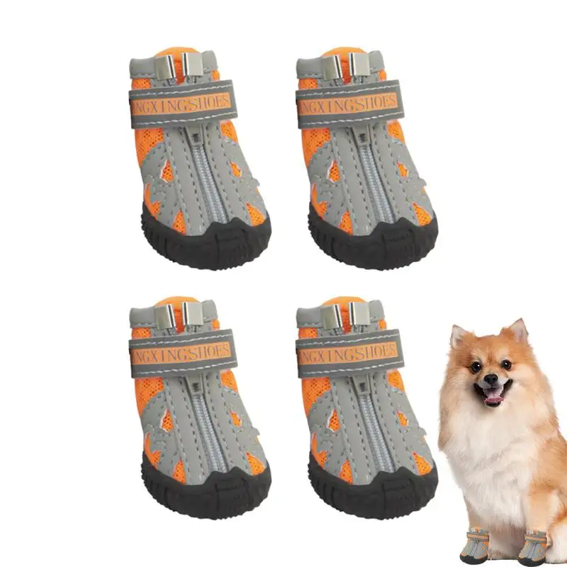 Respirável Anti-Slip Dog Boots, Paw Protector, Rugged Rubber Sole, Botas de verão, 4pcs, 5 tamanhos