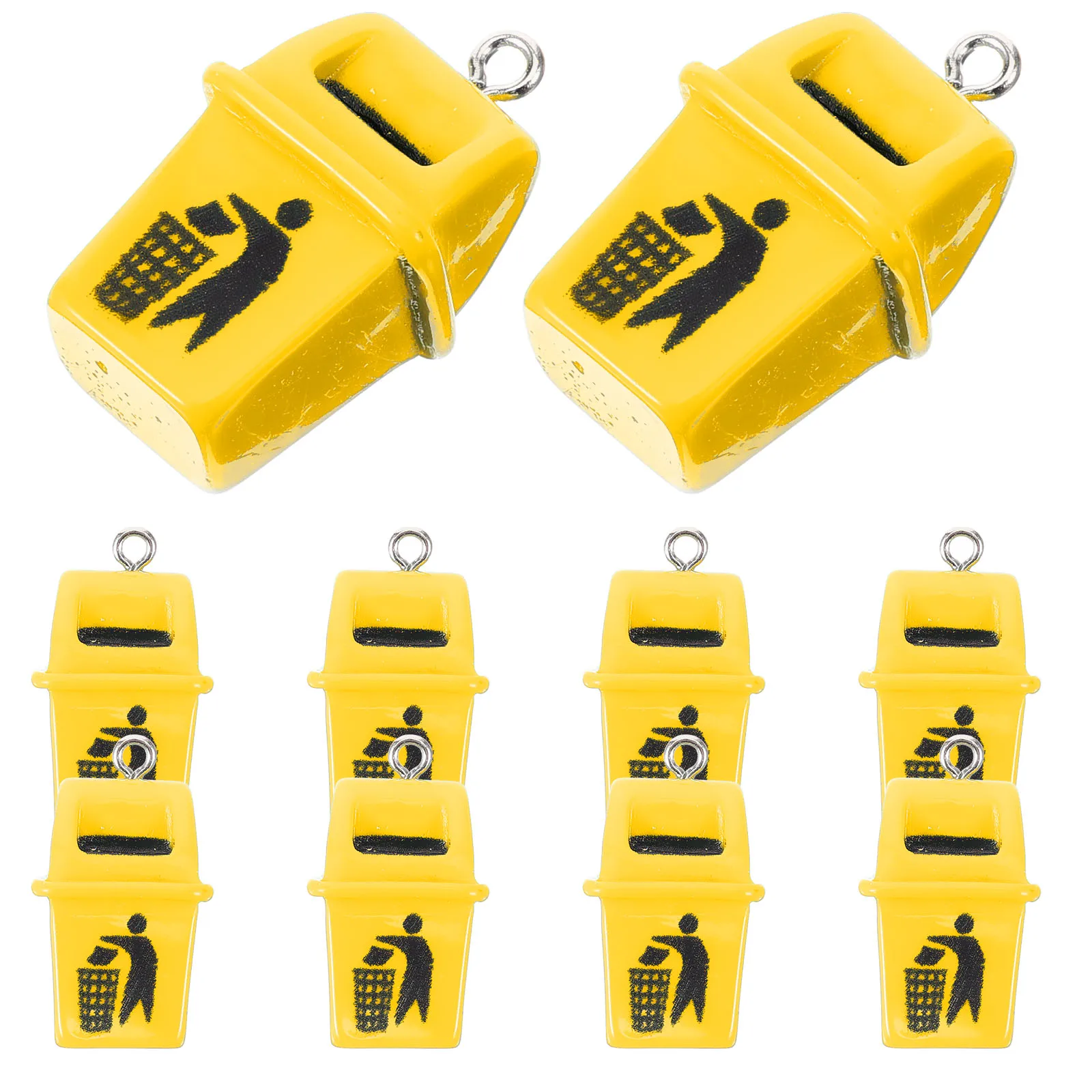

10 Pcs Trash Can Charm Accessories Yellow Garbage Bin Earrings Keychains Pendant DIY Jewelry Making Supplies Bulk