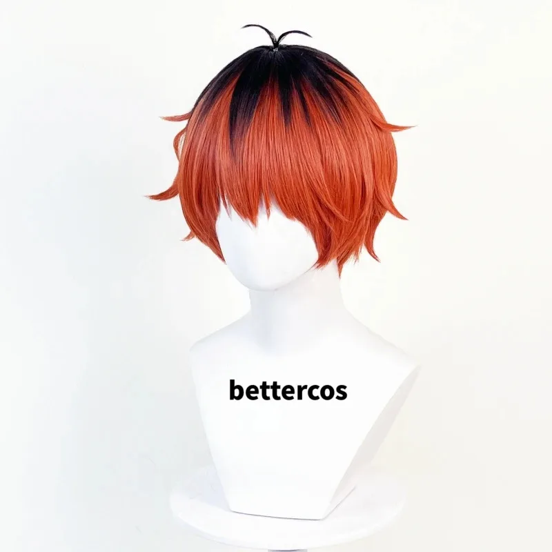 zz04zz12Stark コスプレアニメ Frieren 葬儀ブラウンレッドブラックショート耐熱人工毛パーティーウィッグ + ウィッグキャップ