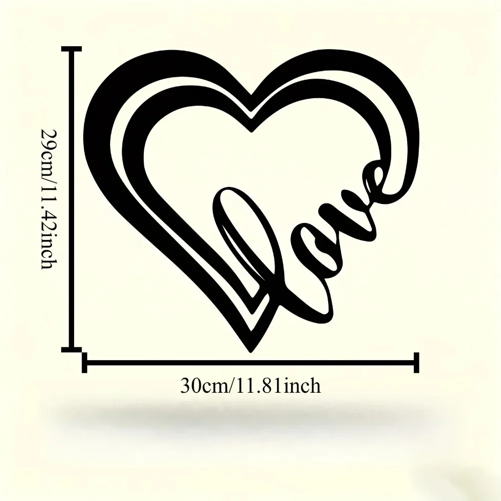 CIFBUY Iron Art Wall Decor Double Heart Handwritten Love Sign Romantic Metal Wall Art For Couple Home Decoration