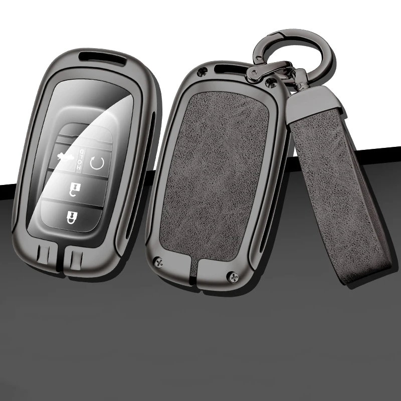 Leather Car Metal Key Case Cover Shell Fob For Honda 2022 2023 2024 Accord Civic HR-V CR-V Pilot Sport SI EX EX-L Touring