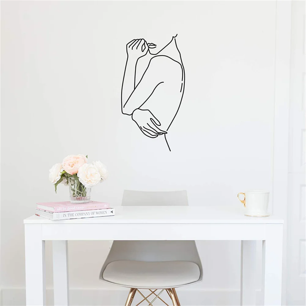 Modern Feminine Body Shape Sticker for Women Girls Bedroom Home Office Closet Living Room Apartment Store Vinyl Wall Art Decor