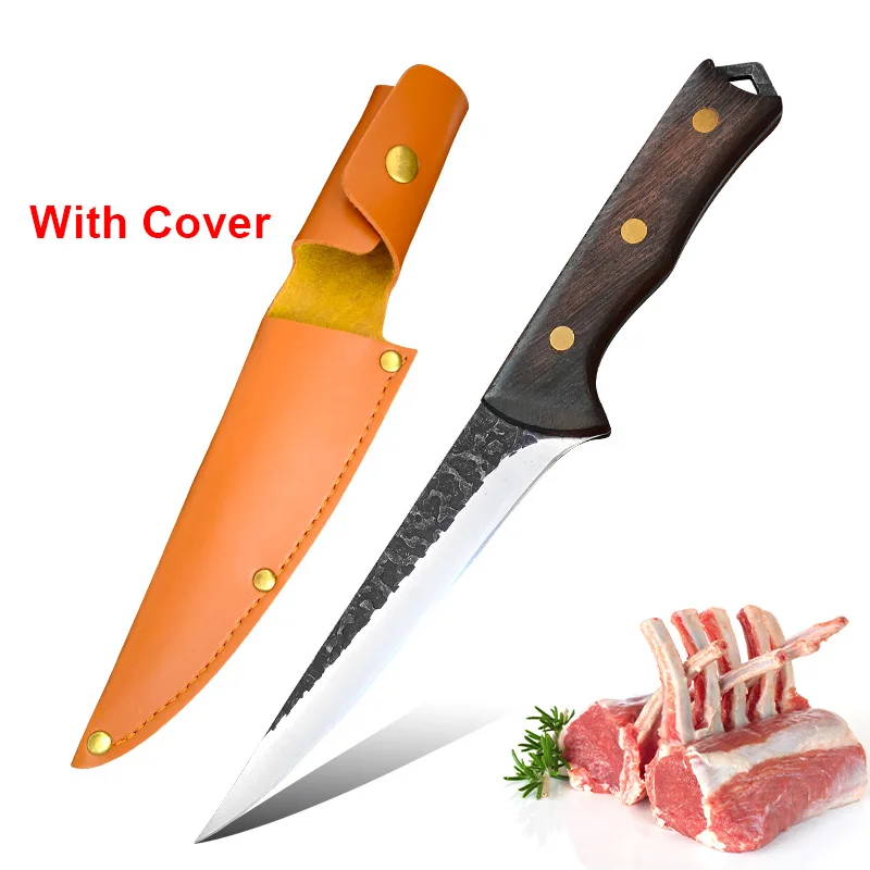 Fish Filleting Knife Cleaver Meat Chopping Vegetables Knife Stainless Steel Wood Handle Kitchen Knives Cooking Boning Knife Tool