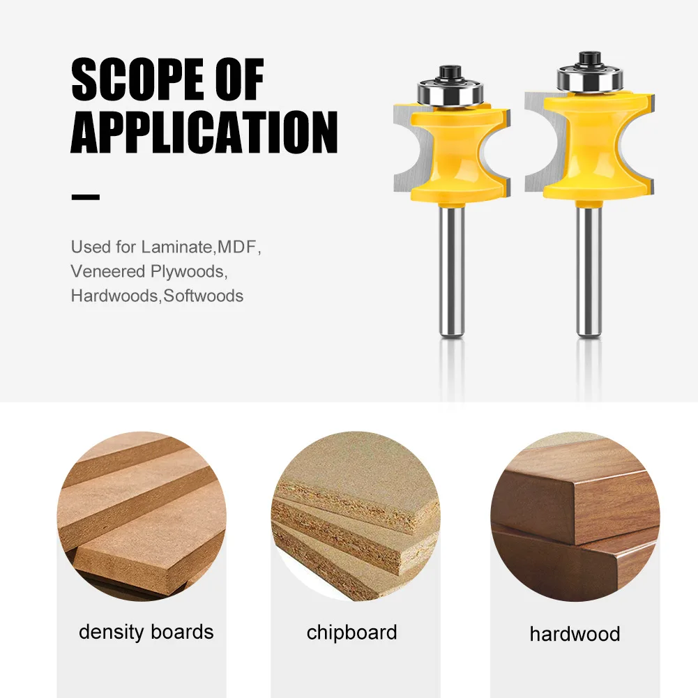 1/5PCS 8mm Shank Half Round Bit Convex Edging Bits Bullnose Router Bit Set C3 Carbide Tipped Woodworking Cutter for Wood Tools