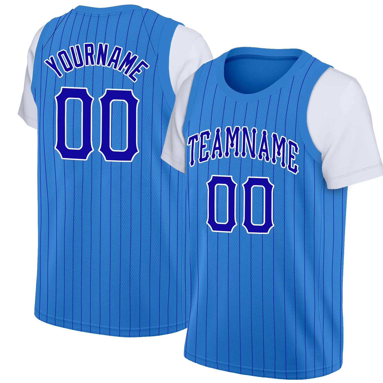 

Custom Basketball Jersey T-Shirt Fake Two-Piece Sublimation Printing Team Name Number Short-Sleeved Basketball Shirt Men/Kids