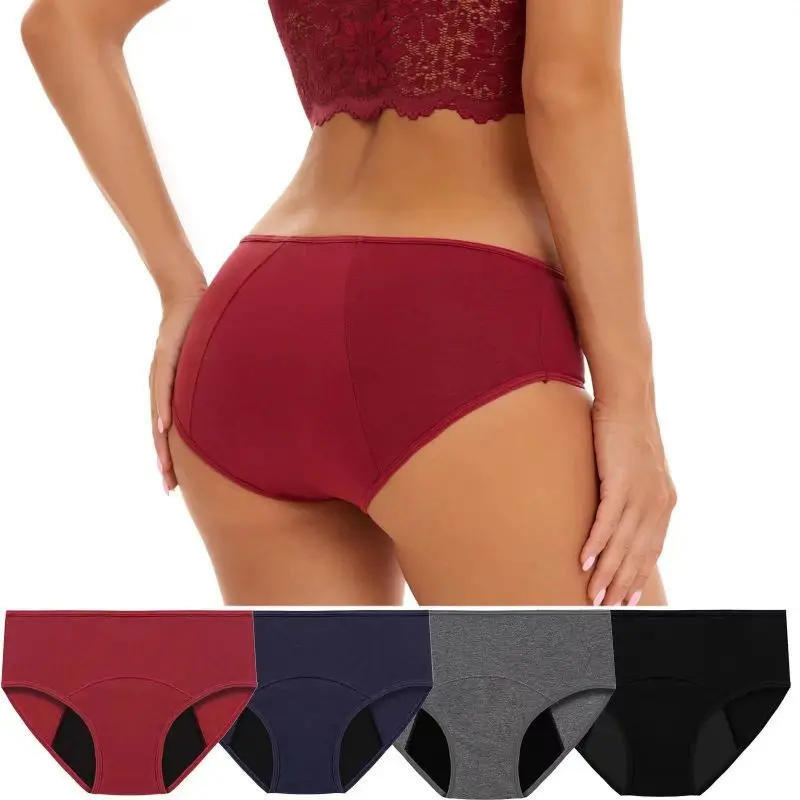 Bragas menstruales a prueba de fugas para mujer, lencería de algodón, absorbencia, ropa interior fisiológica cómoda, negro, L, XL, XXL