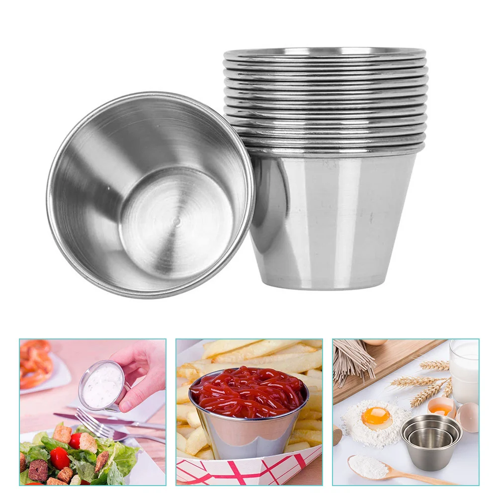 

12pcs Small Sauce Cups Metal Dipping Sauce Cup Stainless Steel Condiment Cups Round Condiments Cups